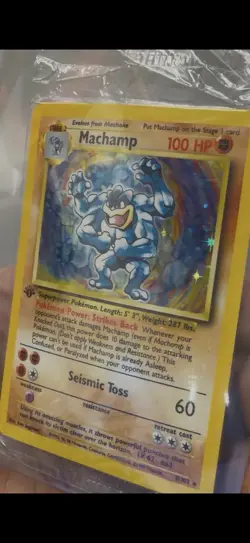 SEALED 1st edition MACHAMP Pokemon BASE Set 8/102 Holo Rare Star Foil - Image 1