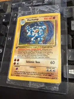 SEALED 1st edition MACHAMP Pokemon BASE Set 8/102 Holo Rare Star Foil - Image 2