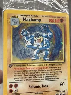 SEALED 1st edition MACHAMP Pokemon BASE Set 8/102 Holo Rare Star Foil - Image 5
