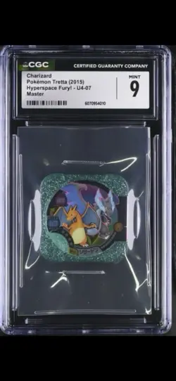 CGC 9 MINT Tretta Pokemon Japanese Arcade Chip / Coin! Mega Charizard X Holo - Image 1