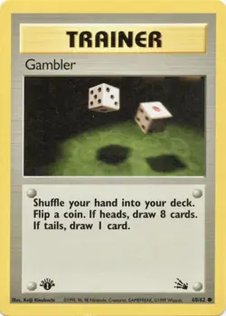 Gambler 60/62 Fossil Set 1st Edition Vintage 1999 Pokemon Card VLP - Image 1