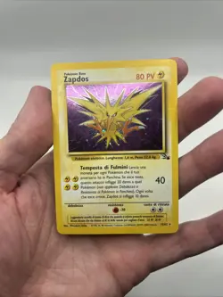 ITALIAN 15/62 Zapdos Fossil WOTC Pokemon TCG Holo Rare Card MP/HP - Image 3