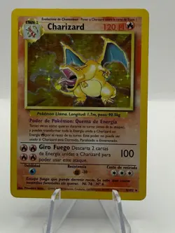 Pokemon 1999 SPANISH Base Set Charizard Holo 4/102 RARE - Image 1