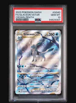 2023 POKEMON SWORD AND SHIELD CROWN ZENITH #GG40 FA/GLACEON VSTAR CROWN PSA 10 - Image 1