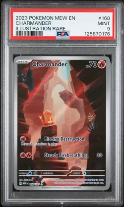 2023 POKEMON MEW EN-151 ILLUSTRATION RARE #168 CHARMANDER PSA 9 - Image 1