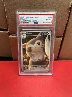 2025 POKEMON JTG EN-JOURNEY TOGETHER ILLUSTRATION RARE #168 FURRET PSA 8 - Image 1
