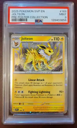 PSA 9 MINT 2025 POKEMON JOLTEON #169 Prismatic Evolutions Poster Collection - Image 1