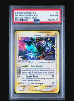 2006 POKEMON EX HOLON PHANTOMS #8 GYARADOS-REV.FOIL PSA 8 NO 9 GOLD STAR - Image 1