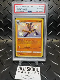 2019 Pokemon TCG Hidden Fates ~ Lucario #SV22 Shiny Holo ~ PSA 10 GEM MINT - Image 1