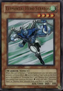 Elemental HERO Stratos Creased Ltd Ed Ultra Rare JUMP-EN012 Yu-Gi-Oh! - Image 1