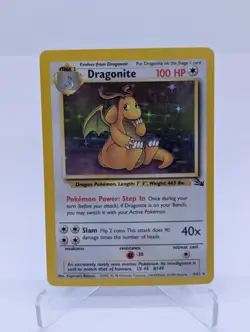 Pokemon TCG Dragonite Fossil Holo Unlimited Rare Card 4/62 1999 Vintage LP-NM - Image 1