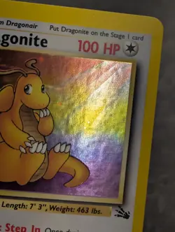 Pokemon TCG Dragonite Fossil Holo Unlimited Rare Card 4/62 1999 Vintage LP-NM - Image 3