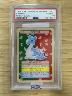 PSA 10 Topsun Lapras Green Back #131 Pokemon Card Japanese 1995 - Image 1