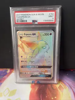Espeon GX 152/149 Sun & Moon Secret Rainbow Rare Full Art Pokemon Card PSA 9 - Image 1