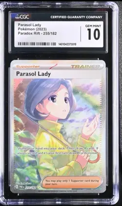 CGC 10 Gem Mint Parasol Lady 255/182 Sv04: Paradox Rift Holo Graded Card - Image 1