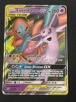 Espeon & Deoxys GX 72/236 Sm-Unified Minds Holo Card NM Condition - Image 1