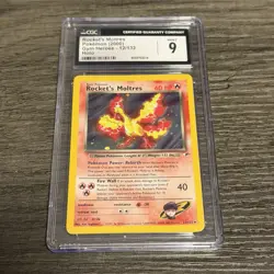 Rockets Moltres 12/132 Gym Heroes Holo Rare Pokemon Card CGC 9 Graded - Image 1