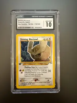 Pokemon 1st Edition Shining Noctowl 2002 Neo Destiny #110/105 Holo CGC 10 - Image 1