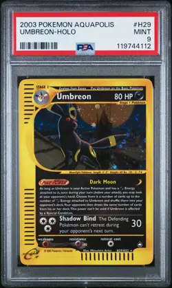 2003 POKEMON AQUAPOLIS #H29 UMBREON-HOLO PSA 9 - Image 1
