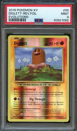 PSA 9 MINT Diglett Reverse Holo 55/108 Pokemon XY Evolutions 2016 Pokemon TCG - Image 1