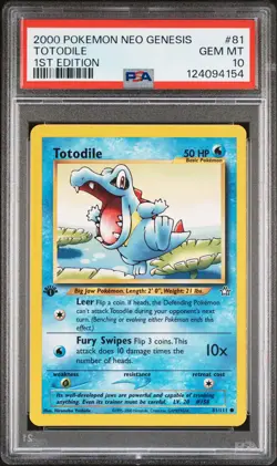 2000 POKEMON NEO GENESIS 1ST ED #81 TOTODILE PSA 10 - Image 1