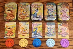 Prismatic Evolutions 5x Mini Tins Coins Art Inserts No Pokemon Packs 2025 - Image 1