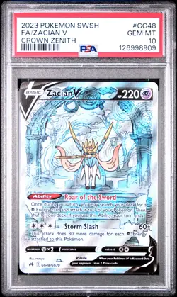 2023 POKEMON SWORD & SHIELD CROWN ZENITH #GG48 FULL ART/ZACIAN V PSA 10 - Image 1