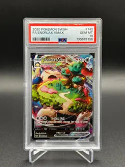 2020 Pokemon SWSH Snorlax VMAX Full Art #142 PSA 10 GEM MINT - Image 1