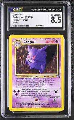 CGC 8.5 Gengar 1999 Fossil 5/62 Holo Pokemon Card - Image 1