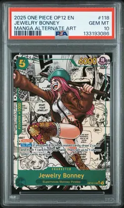PSA 10 One Piece Card Jewelry Bonney Manga Alt Art OP12-118 Legacy Of The Master - Image 1