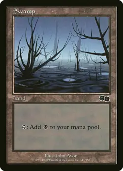 Swamp (341) Urza's Saga LP Basic Land MAGIC THE GATHERING - Image 1