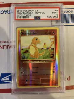 2016 Pokemon XY Evolutions Charmander Reverse Holo Foil PSA Mint 9 #9 - Image 1