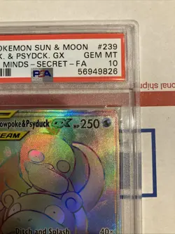2019 POKEMON SUN & MOON UNIFIED MINDS #239 FULL ART/SLOWPOKE & PSYDUCK GX PSA 10 - Image 3