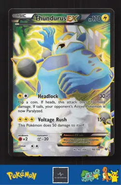 2015 Pokemon XY Roaring Skies 98/108 Thundurus EX - Image 1