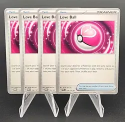 4x Love Ball 156/167 Scarlet & Violet Twilight Masquerade Pokemon Playset - Image 1