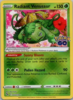 Radiant Venusaur Radiant Rare Holo Pokemon GO 004/078 NM - Image 1