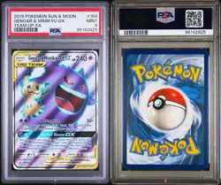 Pokemon 2019 Sun & Moon Team Up #164 Full Art Gengar Mimikyu GX PSA 9 - Image 1