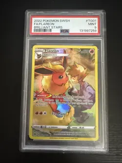 2022 POKEMON SWORD & SHIELD BRILLIANT STARS #TG01 FULL ART/FLAREON PSA 9 - Image 1