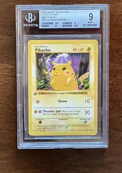 1999 Pokemon Pikachu (Red Checks) Base Set 1st Edition 053/102 BGS 9 - Image 1