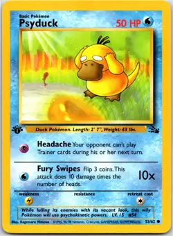 Psyduck *LP* First Edition Fossil 53/62 Pokemon Common TCG 2 - Image 1
