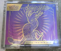 Pokemon TCG Elite Trainer Box Scarler & Violet Sealed New In Acrylic Case - Image 1