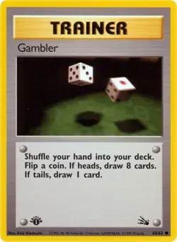 Gambler - 60/62 - Fossil - Pokemon TCG - LP - 1st Edition - Image 1