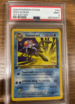 1999 Pokemon 1st Edition Fossil # 44 Tentacruel PSA 9 Card MINT! Trusted Seller! - Image 1