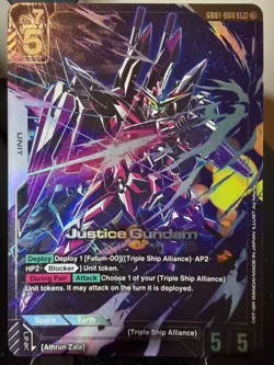 Justice Gundam - GD01-066 - LR+ Alt Art - Newtype Rising - Gundam Card Game TCG - Image 1