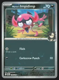 SV10: Destined Rivals Marnie's Impidimp #134/182 Reverse Holo Pokemon Card - Image 1