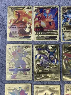 Pokemon Set of 25 Charizard,Sableye,Lucario,Leafeon&More Gold Foil Fan Art Cards - Image 2