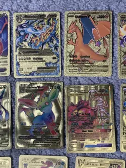 Pokemon Set of 25 Charizard,Sableye,Lucario,Leafeon&More Gold Foil Fan Art Cards - Image 3