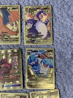 Pokemon Set of 25 Charizard,Sableye,Lucario,Leafeon&More Gold Foil Fan Art Cards - Image 4