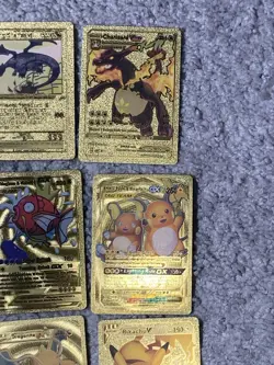 Pokemon Set of 25 Charizard,Greninja,Dragonite&More Gold Foil Fan Art Cards - Image 4