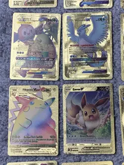 Pokemon Set of 25 Charizard,Greninja,Dragonite&More Gold Foil Fan Art Cards - Image 5